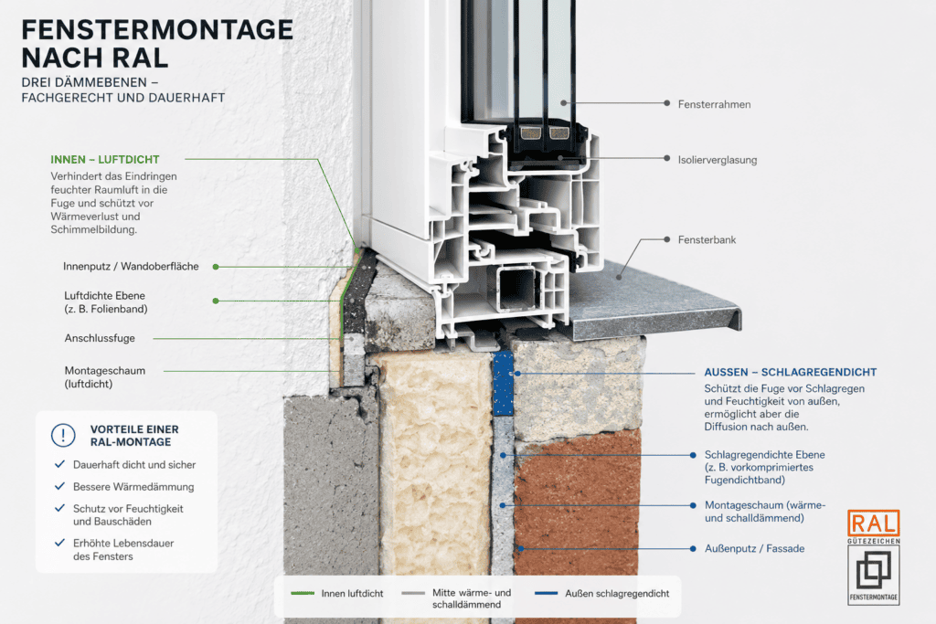 Fensterbau Bochum – Montage Querschnitt nach RAL